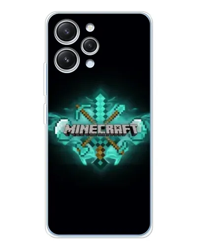 Чехол для Xiaomi Redmi 12 с картинкой «Minecraft Diamond лого»