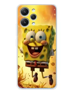 Чехол для Xiaomi Redmi 12 с картинкой «Губка Боб прыгает»