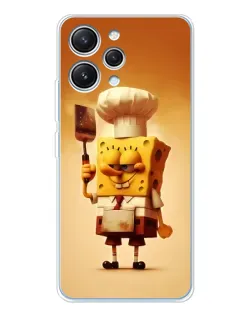 Чехол для Xiaomi Redmi 12 с картинкой «Губка Боб повар»