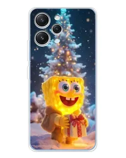 Чехол для Xiaomi Redmi 12 с картинкой «Рождественский Спанч Боб»