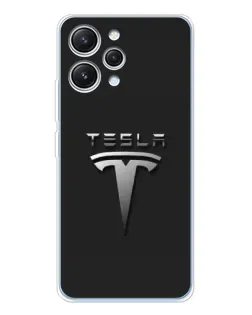 Чехол для Xiaomi Redmi 12 с картинкой «Стальной логотип Tesla»