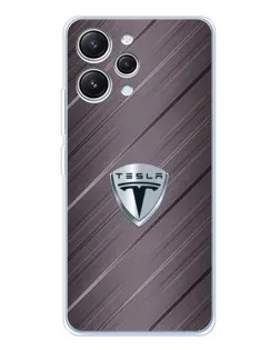 Чехол для Xiaomi Redmi 12 с картинкой «Металлическая текстура Tesla»