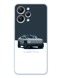 Чехол для Xiaomi Redmi 12 с картинкой «Серебристый Cybertruck Tesla»