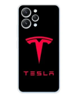 Чехол для Xiaomi Redmi 12 с картинкой «Tesla Red Logo»