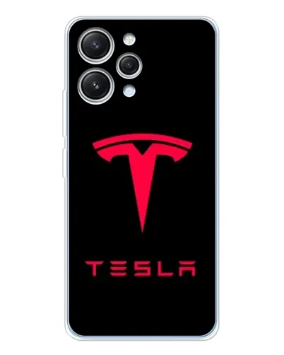 Чехол для Xiaomi Redmi 12 с картинкой «Tesla Red Logo»