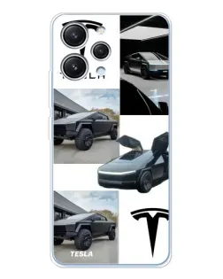 Чехол для Xiaomi Redmi 12 с картинкой «Коллаж Cybertruck Tesla»