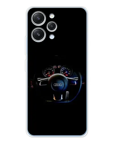 Чехол для Xiaomi Redmi 12 с картинкой «Салон Audi — руль»