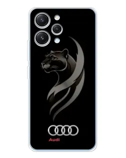 Чехол для Xiaomi Redmi 12 с картинкой «Графика — пантера и Audi»