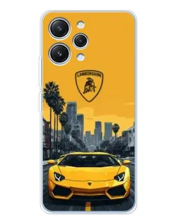 Чохол для Xiaomi Redmi 12 з картинкою «Жовтий Lamborghini місто»