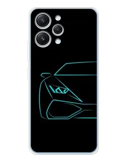 Чохол для Xiaomi Redmi 12 з картинкою «Блакитний силует Lamborghini»