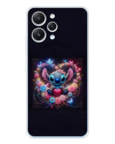 Чехол для Xiaomi Redmi 12 с картинкой «Stitch в цветах»