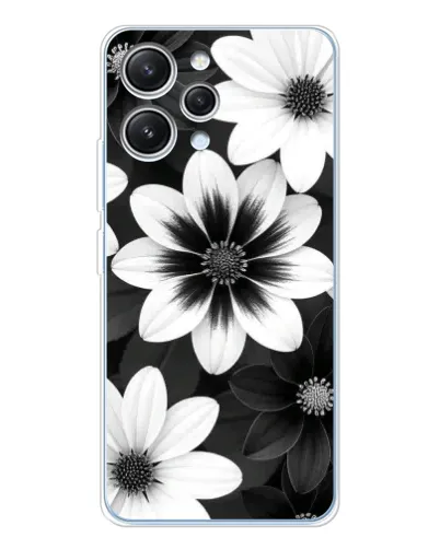 Чехол для Xiaomi Redmi 12 с картинкой «Монохромные астры»