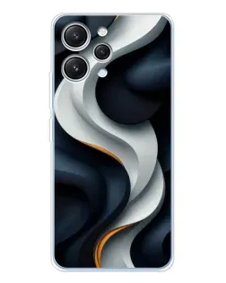 Чехол для Xiaomi Redmi 12 с картинкой «Объемные черно-белые ленты»