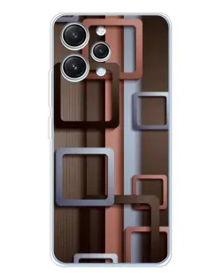 Чехол для Xiaomi Redmi 12 с картинкой «Коричневые объемные квадраты»