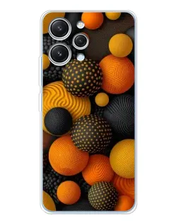Чехол для Xiaomi Redmi 12 с картинкой «Объемные оранжевые сферы»