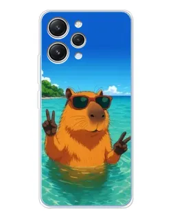 Чехол для Xiaomi Redmi 12 с картинкой «Морская капибара»