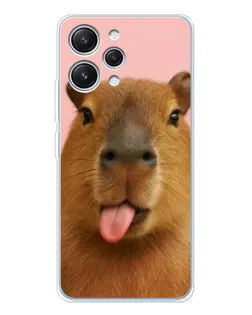 Чехол для Xiaomi Redmi 12 с картинкой «Капибара с языком»