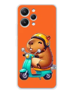 Чехол для Xiaomi Redmi 12 с картинкой «Капибара на скутере»