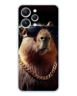 Чехол для Xiaomi Redmi 12 с картинкой «Капибара золотая цепь»