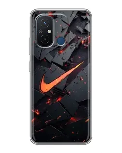 Чехол для Xiaomi Redmi 12C с картинкой «Nike — эффект разломов»