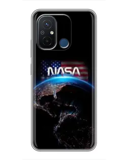 Чехол для Xiaomi Redmi 12C с картинкой «Земля из космоса NASA»