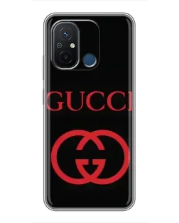Чехол для Xiaomi Redmi 12C с картинкой «Gucci — красный логотип»