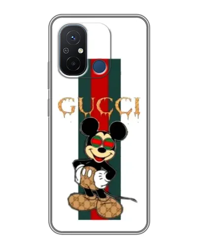 Чехол для Xiaomi Redmi 12C с картинкой «Микки Маус Gucci — полосы»