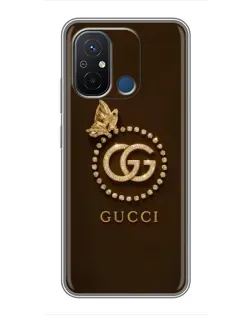 Чехол для Xiaomi Redmi 12C с картинкой «Gucci — золотая бабочка»