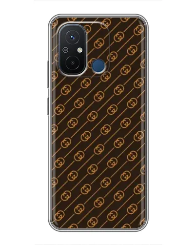 Чехол для Xiaomi Redmi 12C с картинкой «Gucci — золотые диагонали»