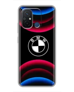 Чехол для Xiaomi Redmi 12C с картинкой «Логотип BMW и неоновые дуги» Чехол для Xiaomi Redmi 12C с картинкой «Логотип BMW и неоновые дуги»