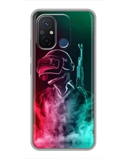 Чехол для Xiaomi Redmi 12C с картинкой «PUBG — огненный воин»