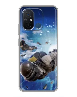 Чехол для Xiaomi Redmi 12C с картинкой «Десант PUBG — прыжок»