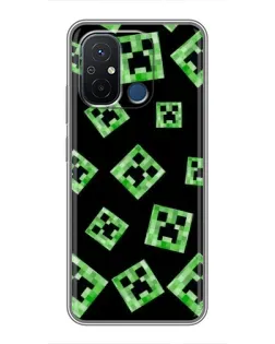 Чехол для Xiaomi Redmi 12C с картинкой «Паттерн с криперами» Чехол для Xiaomi Redmi 12C с картинкой «Паттерн с криперами»