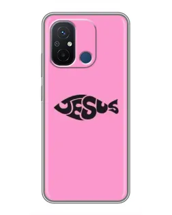 Чехол для Xiaomi Redmi 12C с картинкой «Розовый символ  Jesus»