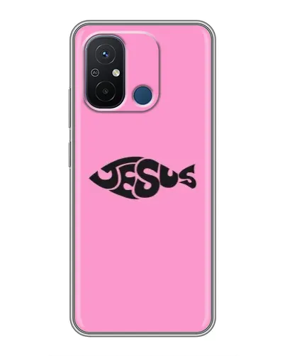 Чехол для Xiaomi Redmi 12C с картинкой «Розовый символ  Jesus»