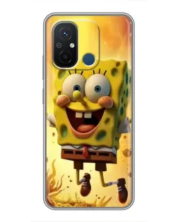 Чехол для Xiaomi Redmi 12C с картинкой «Губка Боб прыгает»