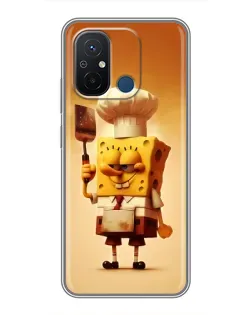 Чехол для Xiaomi Redmi 12C с картинкой «Губка Боб повар»