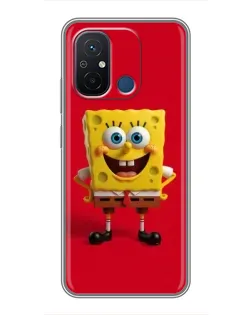 Чехол для Xiaomi Redmi 12C с картинкой «Спанч Боб на красном»