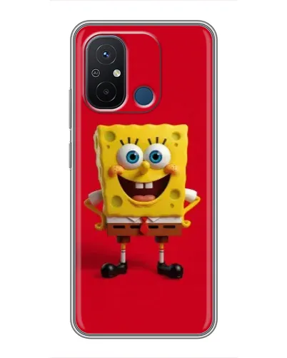 Чехол для Xiaomi Redmi 12C с картинкой «Спанч Боб на красном»