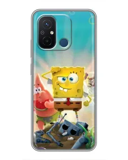 Чехол для Xiaomi Redmi 12C с картинкой «Спанч Боб победитель»