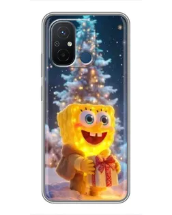 Чехол для Xiaomi Redmi 12C с картинкой «Рождественский Спанч Боб»