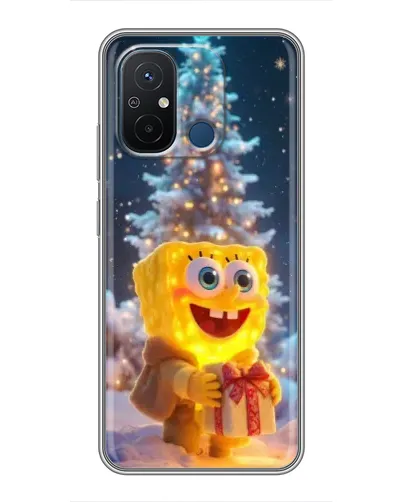 Чехол для Xiaomi Redmi 12C с картинкой «Рождественский Спанч Боб»