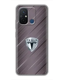 Чехол для Xiaomi Redmi 12C с картинкой «Металлическая текстура Tesla»