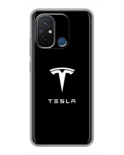 Чехол для Xiaomi Redmi 12C с картинкой «Tesla White Logo»