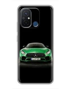 Чехол для Xiaomi Redmi 12C с картинкой «Mercedes — неоновый лого»