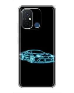 Чехол для Xiaomi Redmi 12C с картинкой «Неоновый контур Lamborghini»