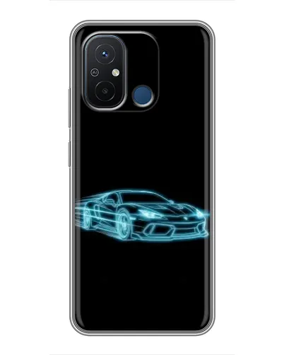 Чехол для Xiaomi Redmi 12C с картинкой «Неоновый контур Lamborghini»
