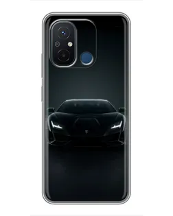 Чехол для Xiaomi Redmi 12C с картинкой «Черный Lamborghini Aventador»