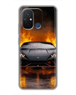 Чехол для Xiaomi Redmi 12C с картинкой «Lamborghini в огне»