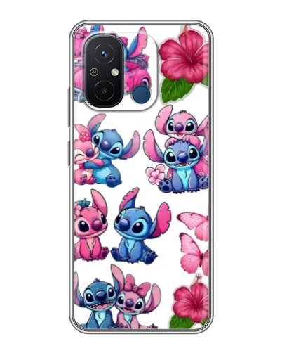 Чехол для Xiaomi Redmi 12C с картинкой «Стикеры Stitch и Angel»